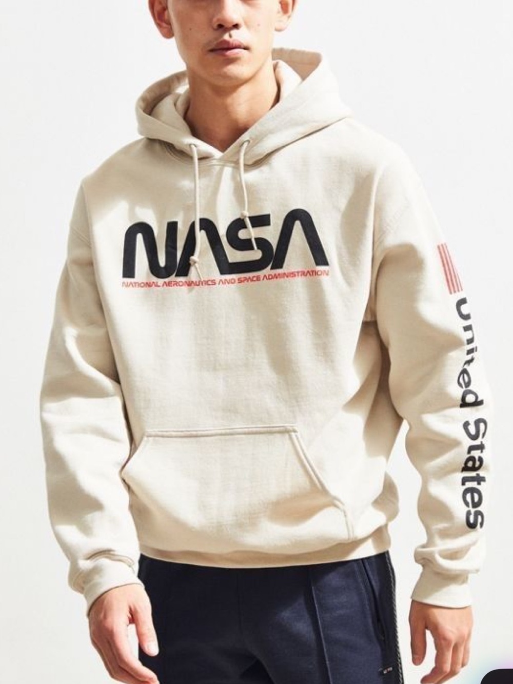 Men's Natural Nasa Hoodie Sweatshirt